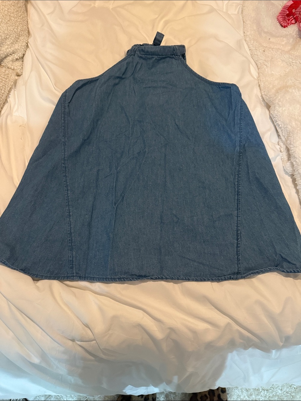 Denim Halter Top in Medium Blue